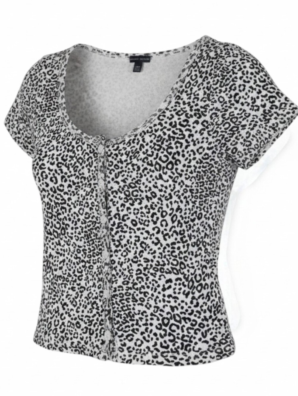 Brandy Melville Black & White Leopard Crop Button-Front Top Best Fit Small